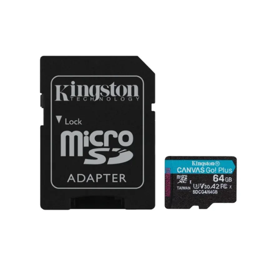 MicroSD KINGSTON 64GB c/Adap Canvas GO! Plus Gen4 (4K Camara-Drones) 1-0417206