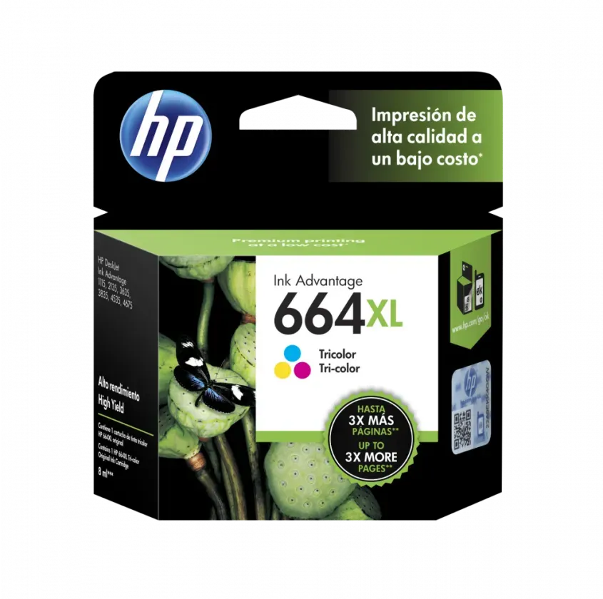 Cartucho de Tinta HP 664XL Original Color 8ml. F6V30AL INKCHP664XLC-O