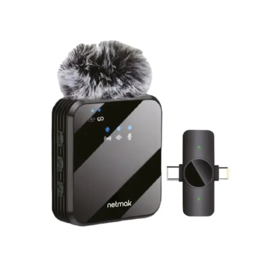 Microfono Inalambrico Profesional Filtro Anti viento USB-C/Light Netmak NM-MC13