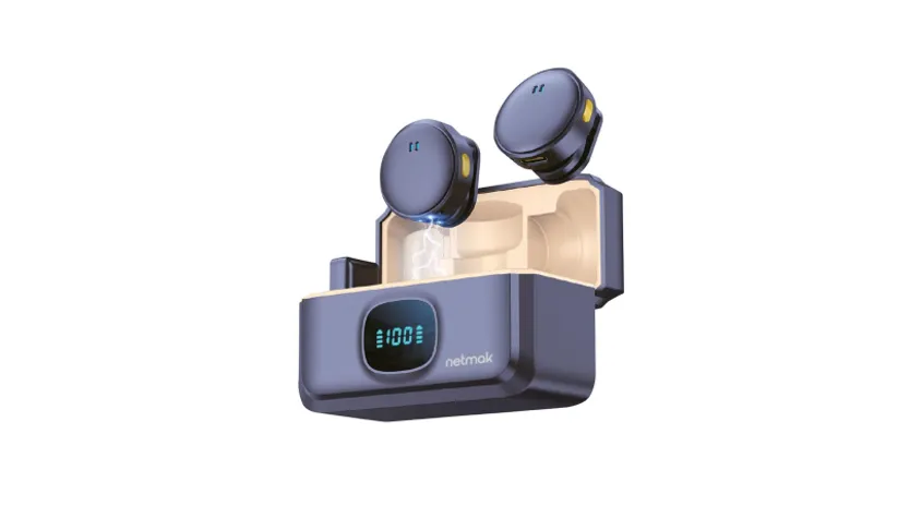 SET Microfonos Corbateros c/Estuche de Carga USB-C Netmak NM-MC15