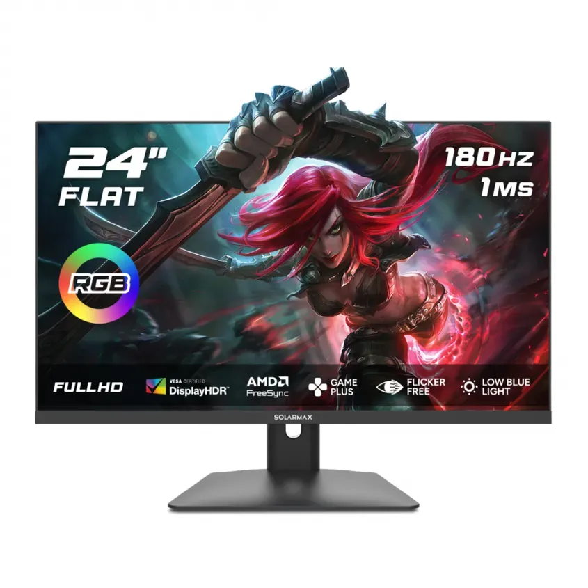 MONITOR SOLARMAX 24 GAMING FHD 180HZ FLAT VA PANEL HDMI-DP BLACK SHELL WITH RGB 4-123600
