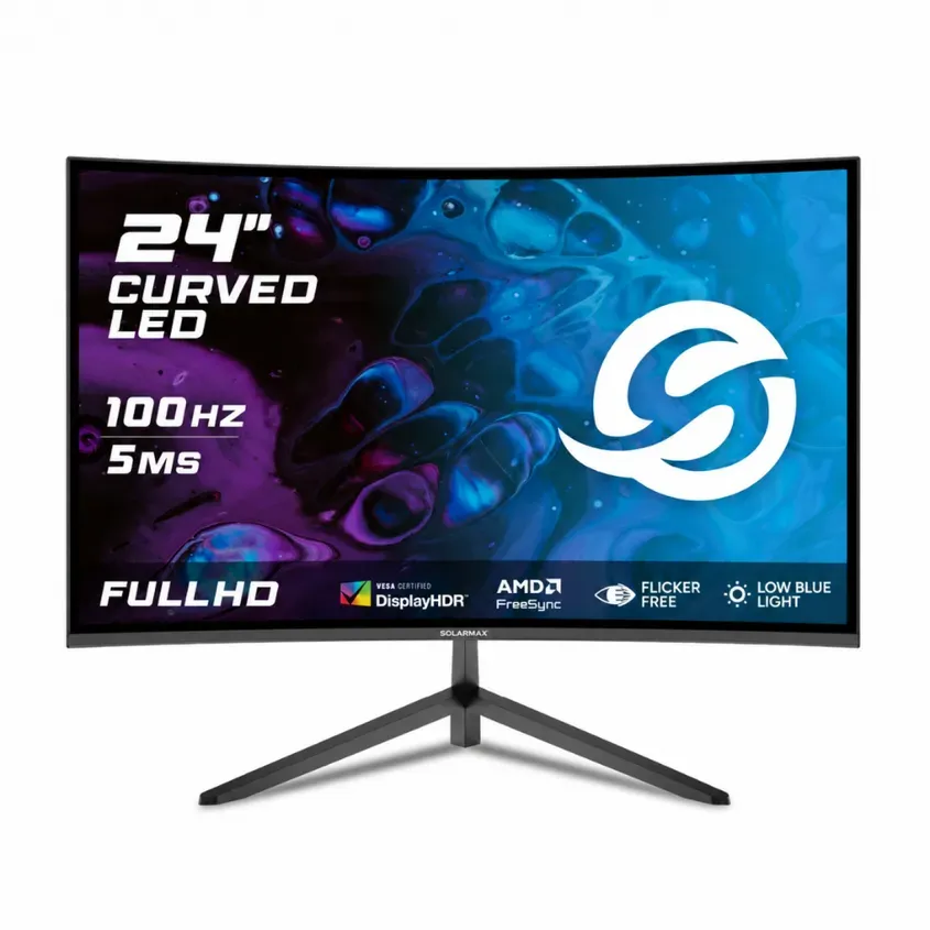 MONITOR SOLARMAX 23.8 100 HZ FRAMELESS CURVO SLIM FHD HDMI VGA 4-122560