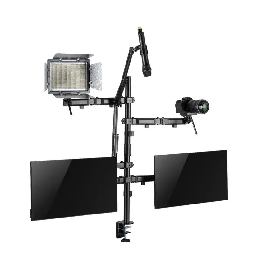 SOPORTE INTELAID DE ESCRITORIO SETUP 2 MONI CAMARA CAM MIC LUZ IT-SDM 4-116216